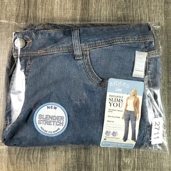 Riders Jeans Womens 16W Slender Stretch Boot Cut 38x31 Light Wash Denim by Lee - Picture 1 of 13